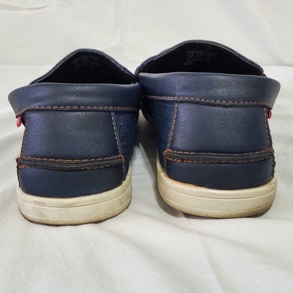 LEVI'S men's comfort Penny loafer slip on shoes SIZE 12 denim blue leather tan - Picture 6 of 12